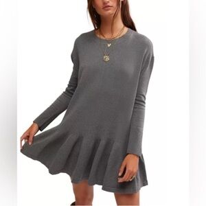 Free People NWT Time On My Side Mini
Sweater Dress Dark Heather Grey Size S